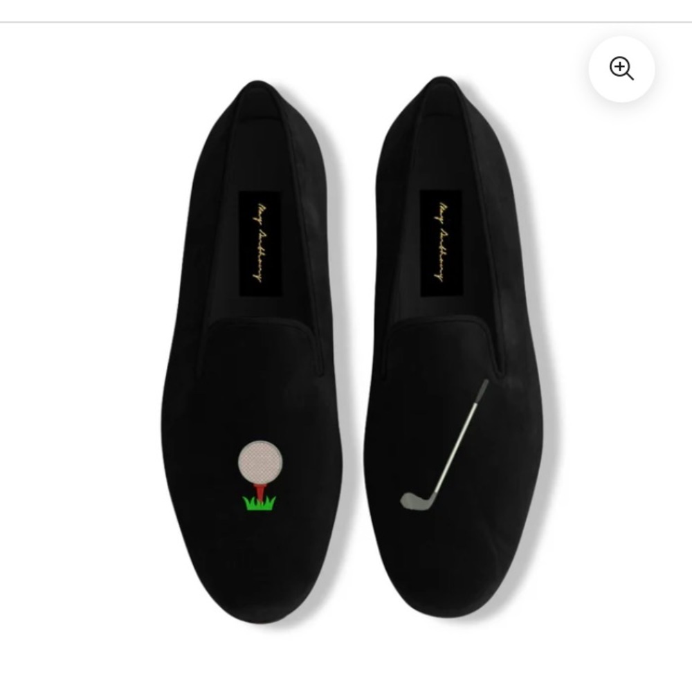 NWT May Anthony men’s black velvet “Triple Bogey” loafer  with dust bag and box